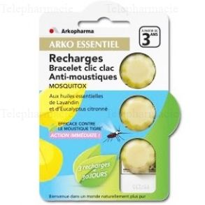 ARKOPHARMA Arkoessentiel recharges bracelet clic clac anti-moustiques mosquitox lot de 3