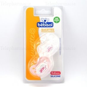 B&Eacute;BISOL Sucettes physiologiques silicone 0 &agrave; 6mois fille lot de 2