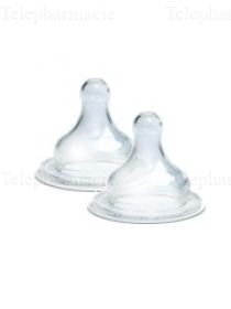 Tetines Col Large 3 vitesses Silicone 0-36mois - x2