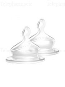 T&eacute;tines Silicone Col Large - 6 mois Lot de 2